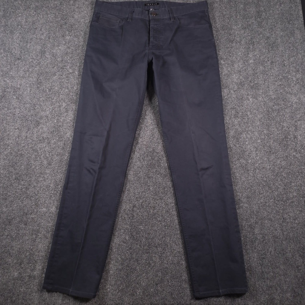 Theory Haydin Writer Pants Mens 34x31 Navy Blue Slim Straight Button Fly